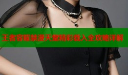 王者容耀禁漫天堂精彩载入全攻略详解